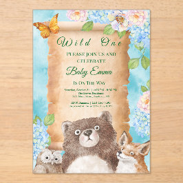 Wild One Forest Baby Shower Watercolor Art Acryleinladungen
