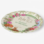 Wild One Forest Friends Floral Birthday Pappteller (Schrägansicht)
