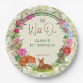 Wild One Forest Friends Floral Birthday Pappteller (Vorderseite)