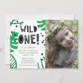 Wild One Foto Birthday Party Einladung (Vorderseite)