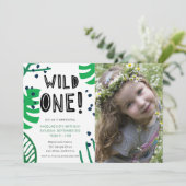 Wild One Foto Birthday Party Einladung (Stehend Vorderseite)