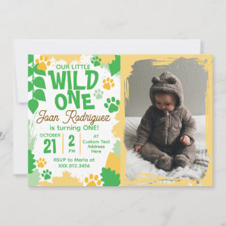 Wild One Foto-Safari-Einladungen zum 1. Geburtstag Einladung