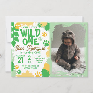 Wild One Foto-Safari-Einladungen zum 1. Geburtstag Einladung