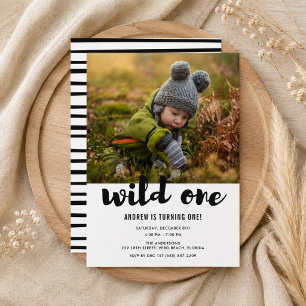 Wild One Foto zum ersten Geburtstag Einladung