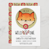 Wild One Fox erster Geburtstag Einladung (Vorne/Hinten)