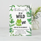Wild ONE freundlicher Frosch 1. Geburtstag Einladung (Stehend Vorderseite)
