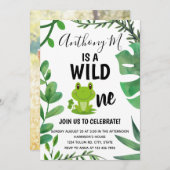 Wild ONE freundlicher Frosch 1. Geburtstag Einladung (Vorne/Hinten)