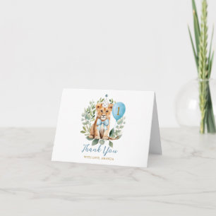 Wild One Geburtstag Löwe Junge Geburtstag Florale  Dankeskarte