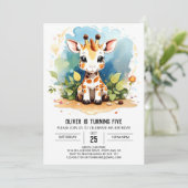 Wild One Giraffe zum Geburtstag Einladung (Stehend Vorderseite)