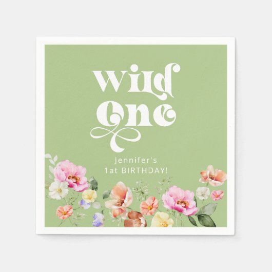Wild one girl 1st birthday serviette (Vorderseite)