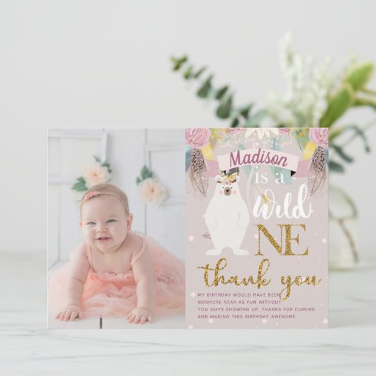 Wild One Girl Birthday Danke (Stehend Vorderseite)