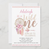Wild One Girl Birthday Invitation, Dreamcatcher Einladung (Vorderseite)