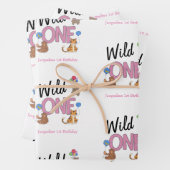 Wild One Girl First Birthday Safari Jungle Animals Geschenkpapier Set (Beispiel)