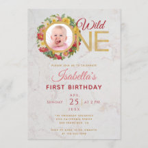 Wild One Girl Foto in Rose Wreath Erster Geburtsta