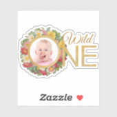 Wild One Girl Foto Rose Wreath Aufkleber (Blatt)