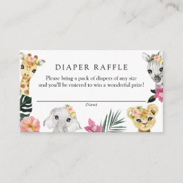 Wild-One-Girl-Jungle-Babydusche-Windeln-Raffle Begleitkarte