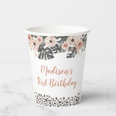 Wild One Girl Leopard Print Birthday Paper Cup Pappbecher (Vorderseite)