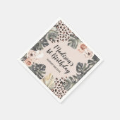 Wild One Girl Leopard Print Birthday Paper Napkin Serviette (Ecke)
