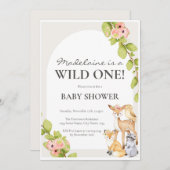 Wild One Girl Woodland Kinderdusche Einladung (Vorne/Hinten)