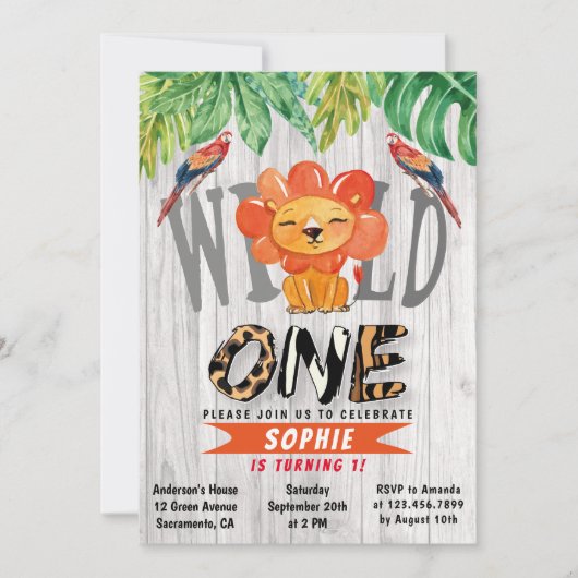 Wild One Girls Einladung (Vorderseite)