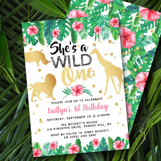 Wild One Girls Erste Geburtstagsparty Einladungen