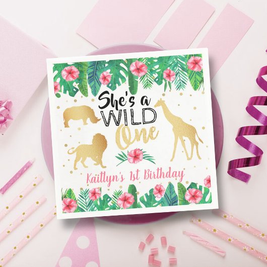 Wild One Girls Erste Geburtstagsparty Serviette