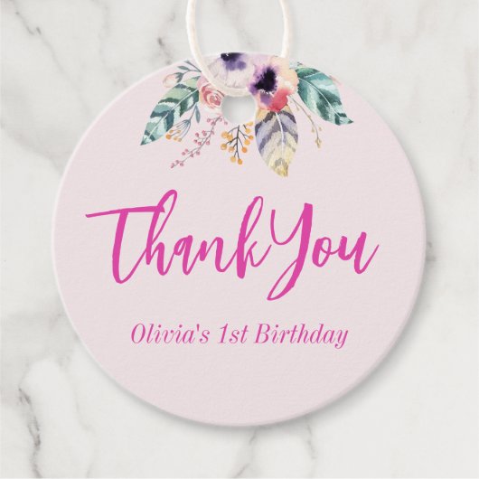 Wild One Girl's First Birthday Danke Geschenkanhänger (Vorderseite)