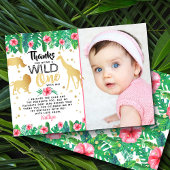 Wild One Girls First Birthday Foto Dankeskarte