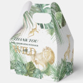 🌿🦁 Wild One Gold Green Birthday Favour Boxes Geschenkschachtel (Rückseite)