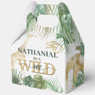 🌿🦁 Wild One Gold Grüne Geburtstagsgeschenkboxen Geschenkschachtel