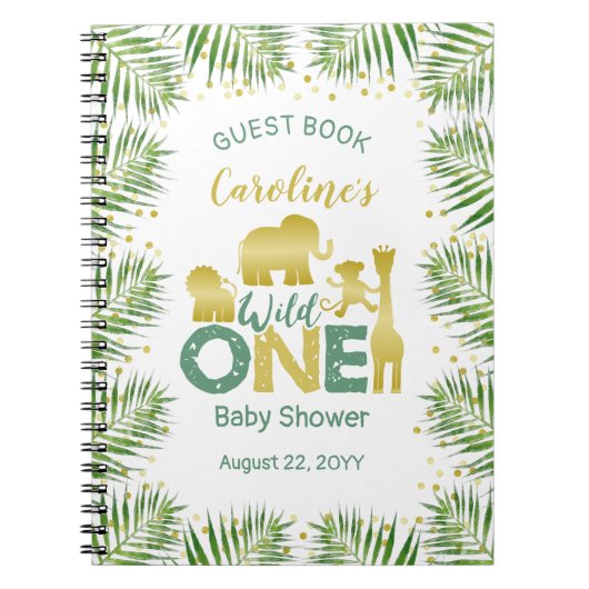 Wild One Gold Safari Babyshower Guest Book Notizblock (Vorderseite)