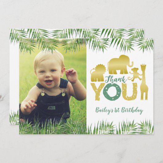 Wild One Gold Safari Tiere Danke Karte (Vorne/Hinten)