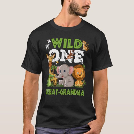 Wild One Great Oma Zoo Birthday Safari Jungle T-Shirt (Vorderseite)