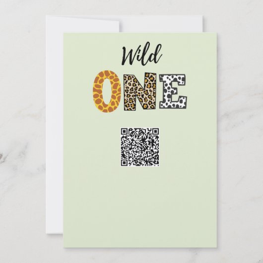 Wild One Greenbaby Dusche QR-Code Einladung (Rückseite)