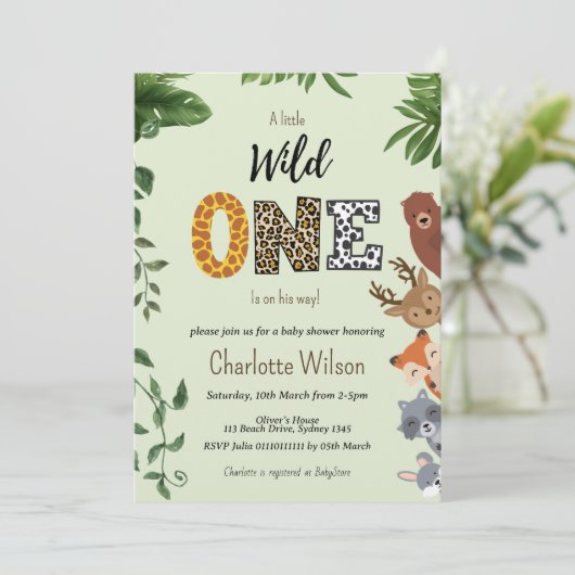 Wild One Greenbaby Dusche QR-Code Einladung (Stehend Vorderseite)