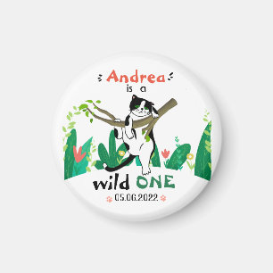 Wild One Greenery Safari Kitty Cat 1. Geburtstag Magnet