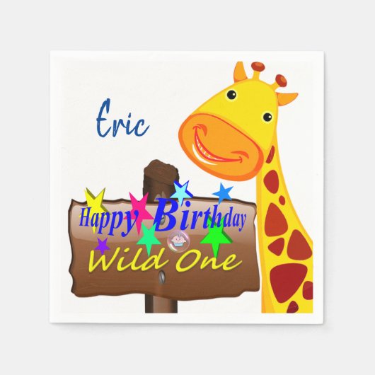 Wild One Happy Birthday Paper Napkins Eric Serviette (Vorderseite)