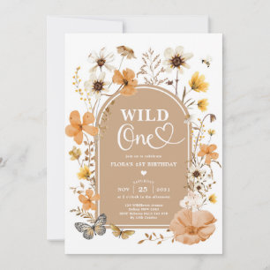 Wild One: Herbstliche Wildblumen zum ersten Geburt Einladung
