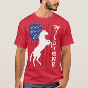 Wild One Horse Lover American Flag Vintage Distanz T-Shirt