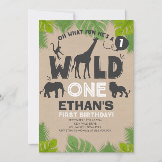 Wild One Invitation Boy Wild One Birthday Party Einladung (Vorderseite)