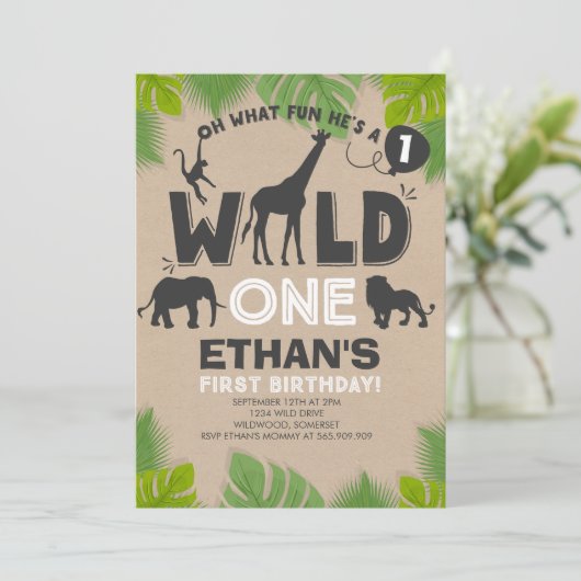 Wild One Invitation Boy Wild One Birthday Party Einladung (Stehend Vorderseite)