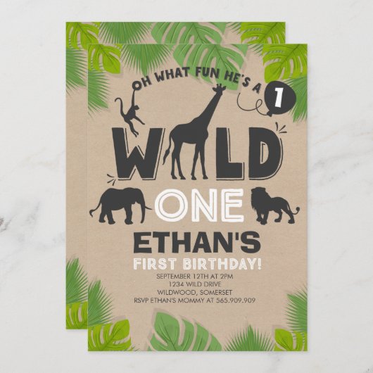 Wild One Invitation Boy Wild One Birthday Party Einladung (Vorne/Hinten)
