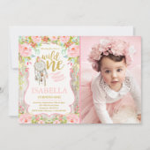 Wild One Invitation Girl Boho Dreamcatcher Party Einladung (Vorderseite)
