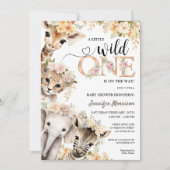 Wild One ist unterwegs | Girl Safari Babydusche Einladung (Vorderseite)