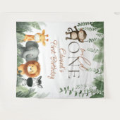 Wild One Jungle 1st Birthday Photo Backdrop Wandteppich (Vorderseite (Horizontal))