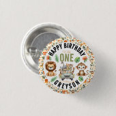 Wild One Jungle Adventure 1. Geburtstag Button (Vorne & Hinten)