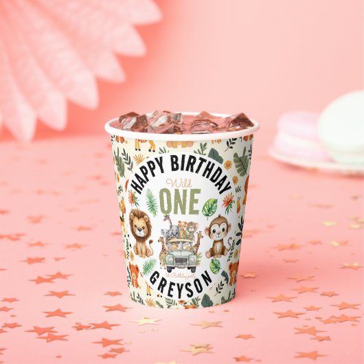 Wild One Jungle Adventure 1. Geburtstag Pappbecher (Insitu)