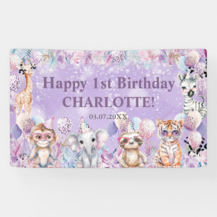 Wild One Jungle Animal Safari 1. Geburtstag Willko Banner