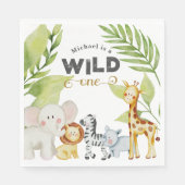 Wild One Jungle Animal zum Geburtstag Serviette (Vorderseite)