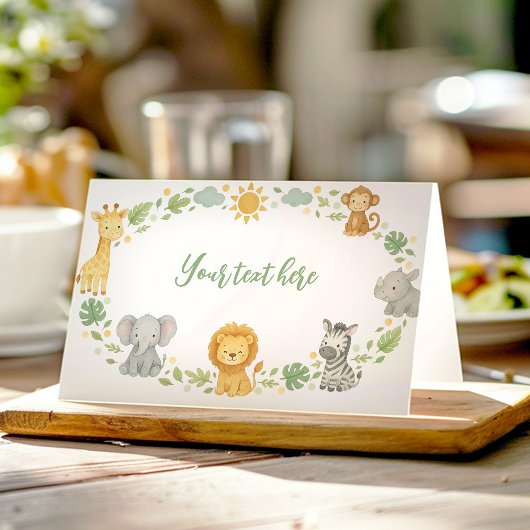 Wild One Jungle Animals Birthday Food Tent Platzkarte